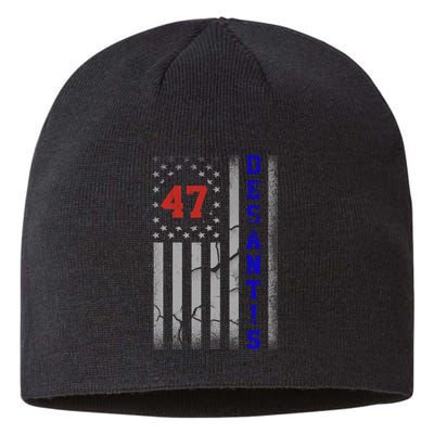 Ron Desantis 2024 American Flag Vintage Faded Distressed Sustainable Beanie