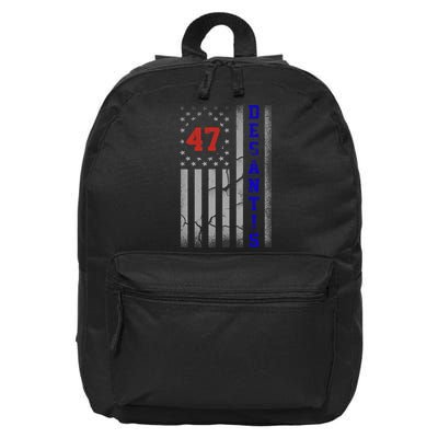 Ron Desantis 2024 American Flag Vintage Faded Distressed 16 in Basic Backpack