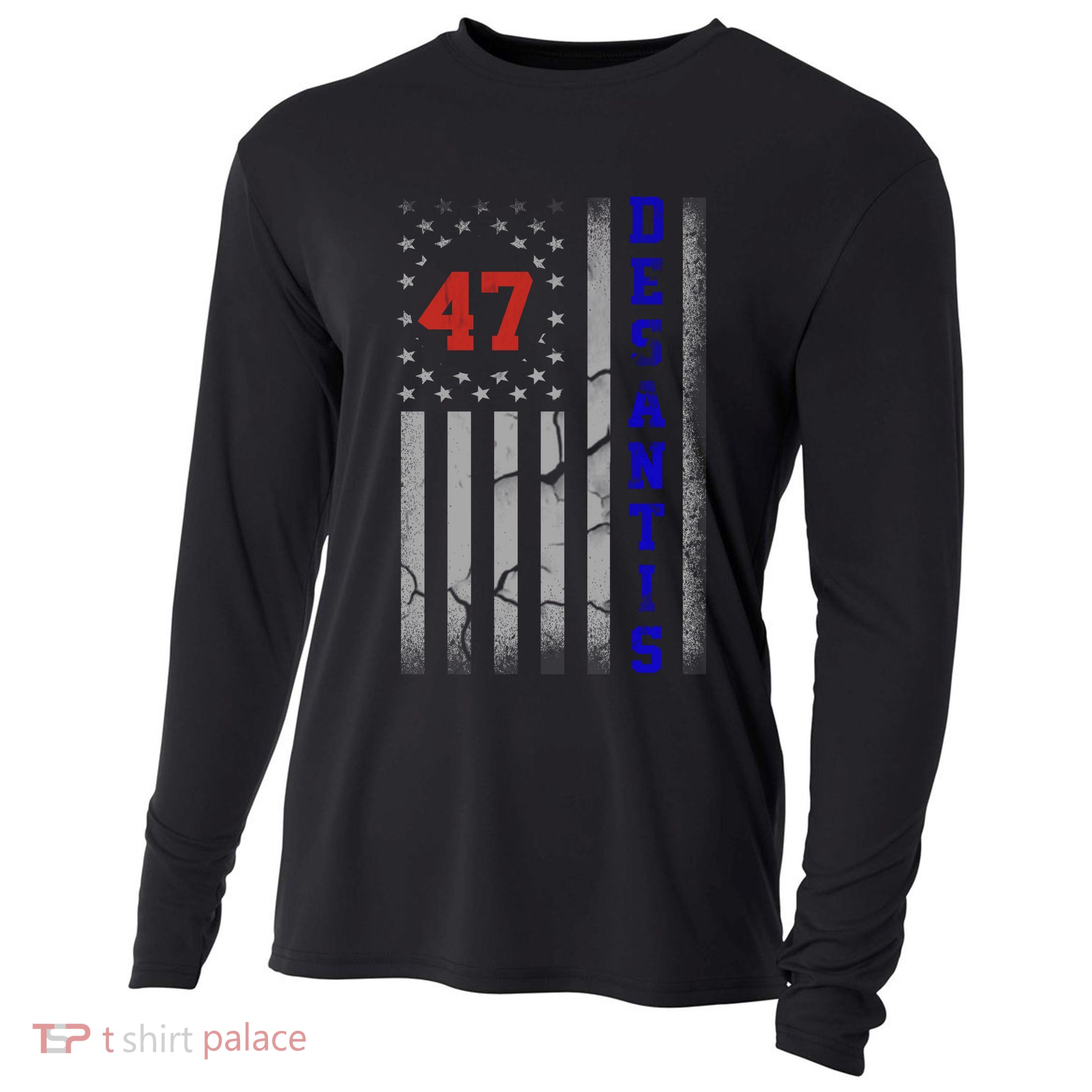 Ron Desantis 2024 American Flag Vintage Faded Distressed Cooling Performance Long Sleeve Crew