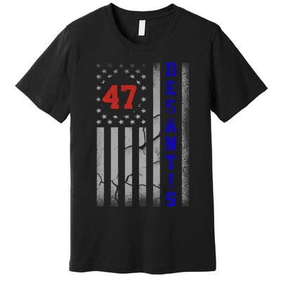 Ron Desantis 2024 American Flag Vintage Faded Distressed Premium T-Shirt