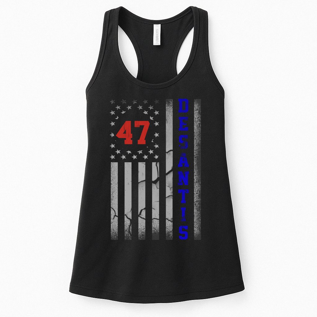 Ron Desantis 2024 American Flag Vintage Faded Distressed Womens Tank Top