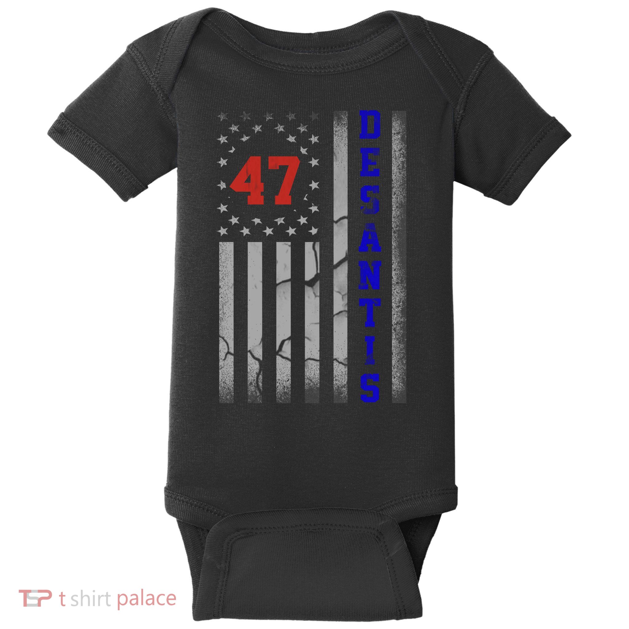 Ron Desantis 2024 American Flag Vintage Faded Distressed Baby Bodysuit