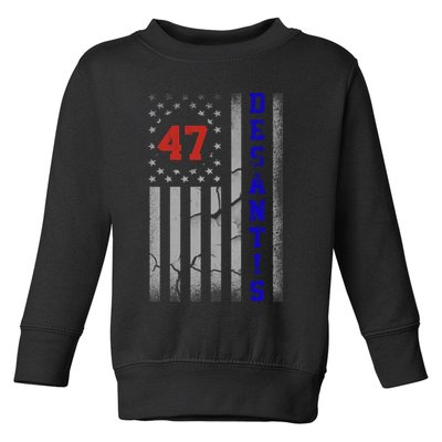 Ron Desantis 2024 American Flag Vintage Faded Distressed Toddler Sweatshirt