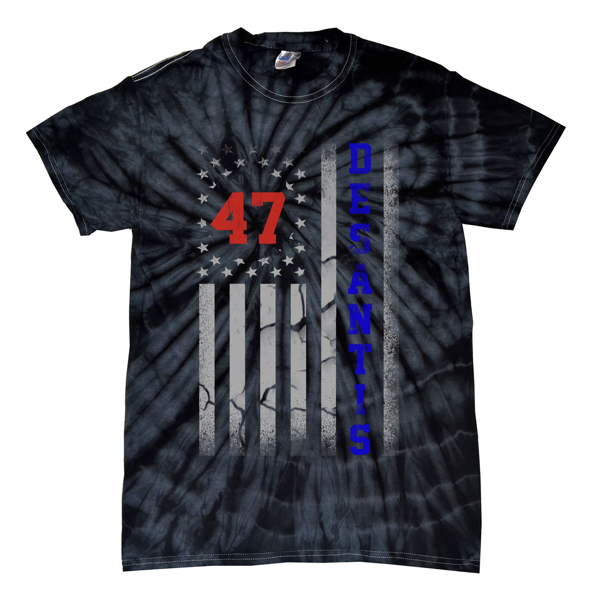 Ron Desantis 2024 American Flag Vintage Faded Distressed Tie-Dye T-Shirt