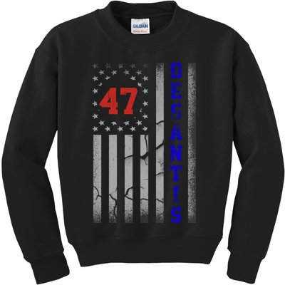 Ron Desantis 2024 American Flag Vintage Faded Distressed Kids Sweatshirt