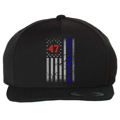 Ron Desantis 2024 American Flag Vintage Faded Distressed Wool Snapback Cap