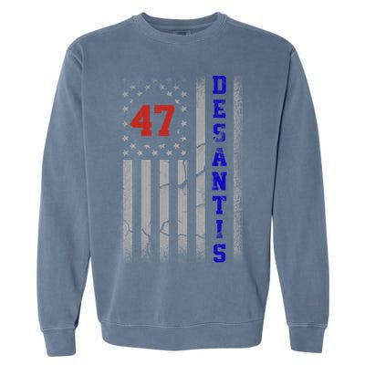 Ron Desantis 2024 American Flag Vintage Faded Distressed Garment-Dyed Sweatshirt