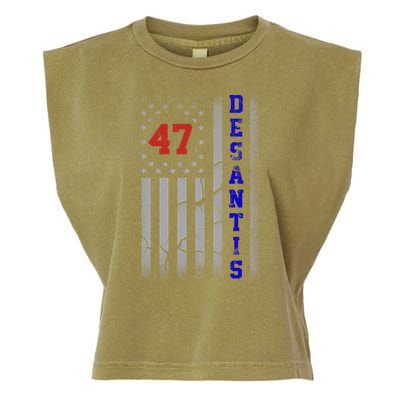 Ron Desantis 2024 American Flag Vintage Faded Distressed Garment-Dyed Women's Muscle Tee