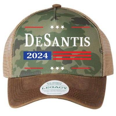Ron Desantis 2024 For President American Flag Vintage Pro Legacy Tie Dye Trucker Hat