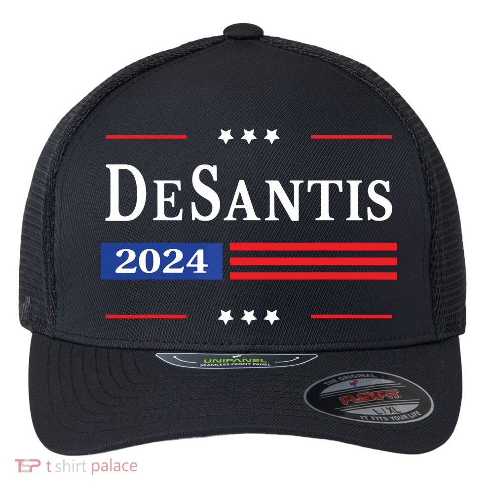Ron Desantis 2024 For President American Flag Vintage Pro Flexfit Unipanel Trucker Cap