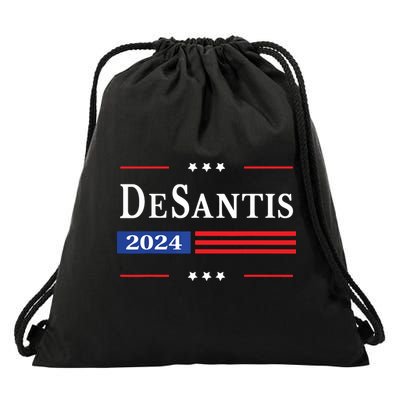 Ron Desantis 2024 For President American Flag Vintage Pro Drawstring Bag