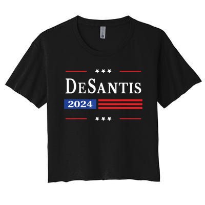 Ron Desantis 2024 For President American Flag Vintage Pro Women's Crop Top Tee