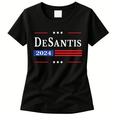 Ron Desantis 2024 For President American Flag Vintage Pro Womens T-Shirt