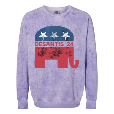 Ron Desantis 2024 For President American Flag Vintage Pro Colorblast Crewneck Sweatshirt