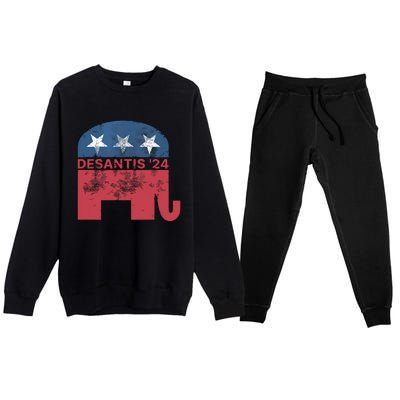 Ron Desantis 2024 For President American Flag Vintage Pro Premium Crewneck Sweatsuit Set