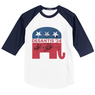 Ron Desantis 2024 For President American Flag Vintage Pro Baseball Sleeve Shirt