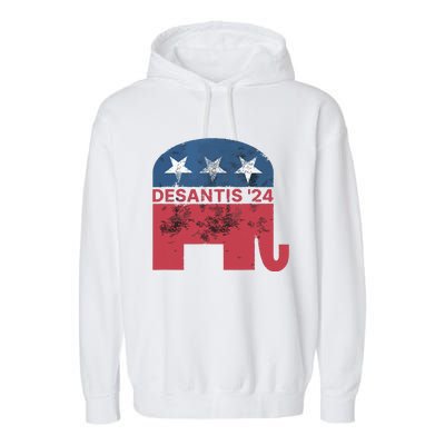 Ron Desantis 2024 For President American Flag Vintage Pro Garment-Dyed Fleece Hoodie