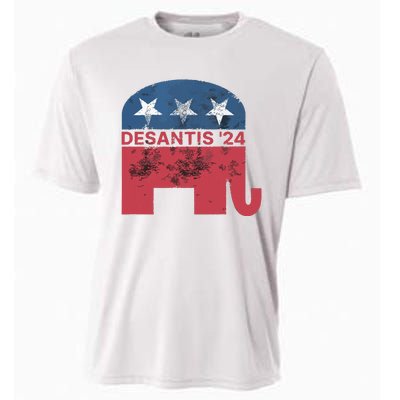 Ron Desantis 2024 For President American Flag Vintage Pro Cooling Performance Crew T-Shirt