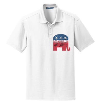 Ron Desantis 2024 For President American Flag Vintage Pro Dry Zone Grid Polo