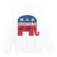 Ron Desantis 2024 For President American Flag Vintage Pro Premium Crewneck Sweatshirt