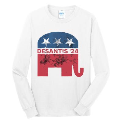 Ron Desantis 2024 For President American Flag Vintage Pro Tall Long Sleeve T-Shirt