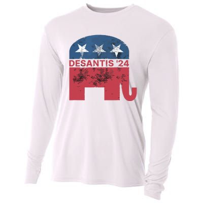 Ron Desantis 2024 For President American Flag Vintage Pro Cooling Performance Long Sleeve Crew