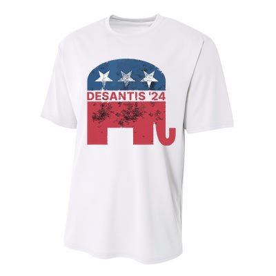 Ron Desantis 2024 For President American Flag Vintage Pro Performance Sprint T-Shirt