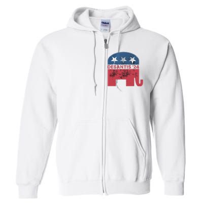 Ron Desantis 2024 For President American Flag Vintage Pro Full Zip Hoodie