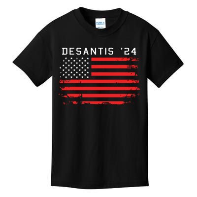 RON DESANTIS 2024 DeSantis 24 Red USA Flag Kids T-Shirt