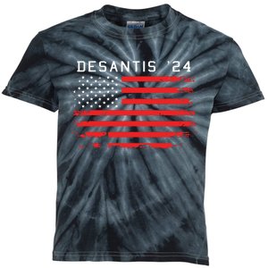 RON DESANTIS 2024 DeSantis 24 Red USA Flag Kids Tie-Dye T-Shirt