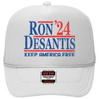 Ron DeSantis 2024 Keep America Free High Crown Mesh Back Trucker Hat