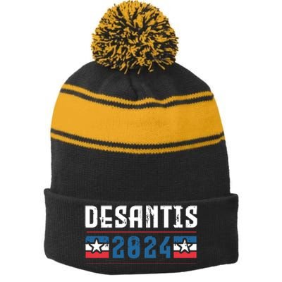 Ron Desantis 2024 For President Stripe Pom Pom Beanie