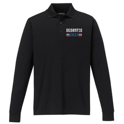 Ron Desantis 2024 For President Performance Long Sleeve Polo