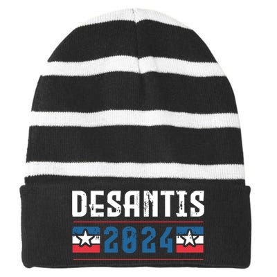 Ron Desantis 2024 For President Striped Beanie with Solid Band