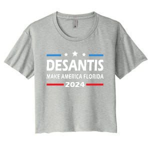 Ron DeSantis 2024 Make America Florida US Flag 2024 Election Desantis Florida Women's Crop Top Tee