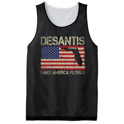 Ron DeSantis 2024 Make America Florida Vintage US Flag Mesh Reversible Basketball Jersey Tank