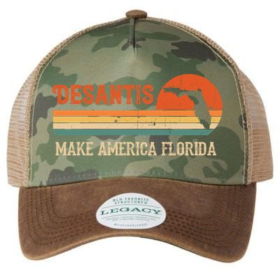 Ron DeSantis 2024 Make America Florida Vintage US Flag Legacy Tie Dye Trucker Hat