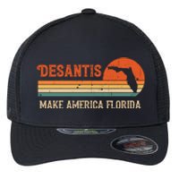 Ron DeSantis 2024 Make America Florida Vintage US Flag Flexfit Unipanel Trucker Cap