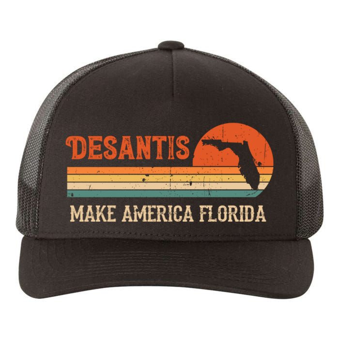 Ron DeSantis 2024 Make America Florida Vintage US Flag Yupoong Adult 5-Panel Trucker Hat