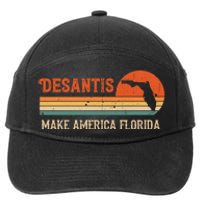 Ron DeSantis 2024 Make America Florida Vintage US Flag 7-Panel Snapback Hat