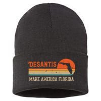 Ron DeSantis 2024 Make America Florida Vintage US Flag Sustainable Knit Beanie