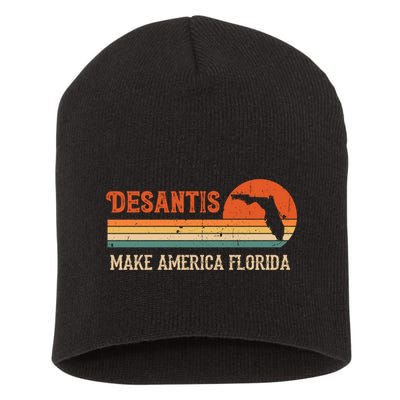 Ron DeSantis 2024 Make America Florida Vintage US Flag Short Acrylic Beanie