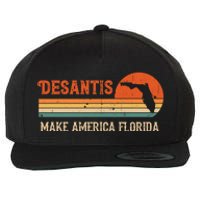 Ron DeSantis 2024 Make America Florida Vintage US Flag Wool Snapback Cap