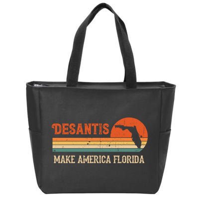 Ron DeSantis 2024 Make America Florida Vintage US Flag Zip Tote Bag