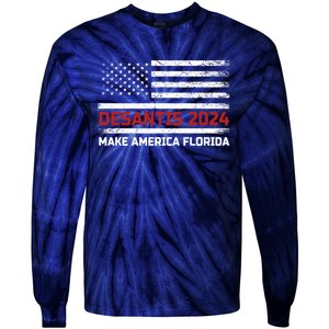 Ron DeSantis 2024 Make America Florida US Flag 2024 Election Desantis Florida Tie-Dye Long Sleeve Shirt