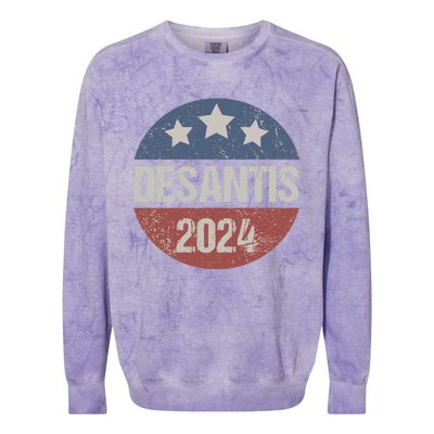 Ron Desantis 2024 Vintage & Distressed DeSantis For President In 2024 Colorblast Crewneck Sweatshirt