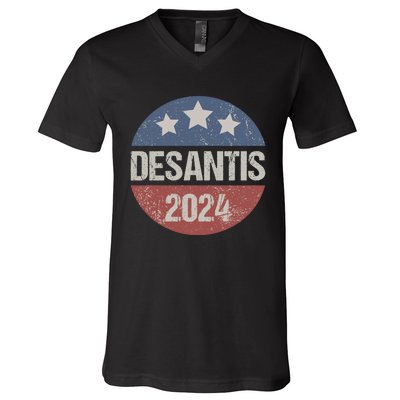 Ron Desantis 2024 Vintage & Distressed DeSantis For President In 2024 V-Neck T-Shirt