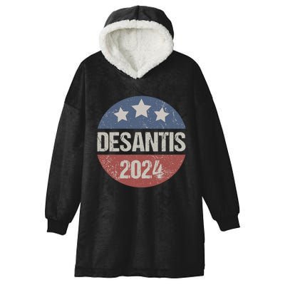 Ron Desantis 2024 Vintage & Distressed DeSantis For President In 2024 Hooded Wearable Blanket