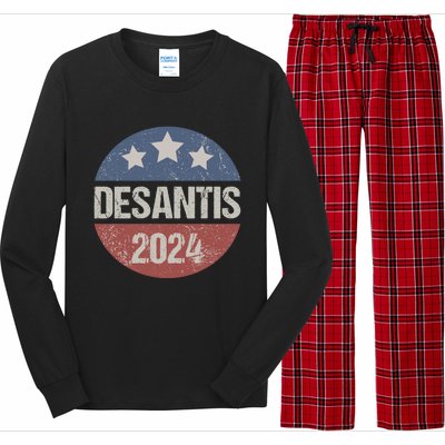 Ron Desantis 2024 Vintage & Distressed DeSantis For President In 2024 Long Sleeve Pajama Set