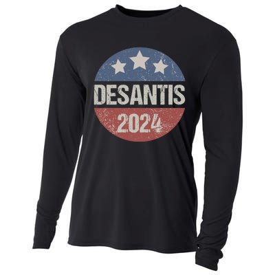 Ron Desantis 2024 Vintage & Distressed DeSantis For President In 2024 Cooling Performance Long Sleeve Crew